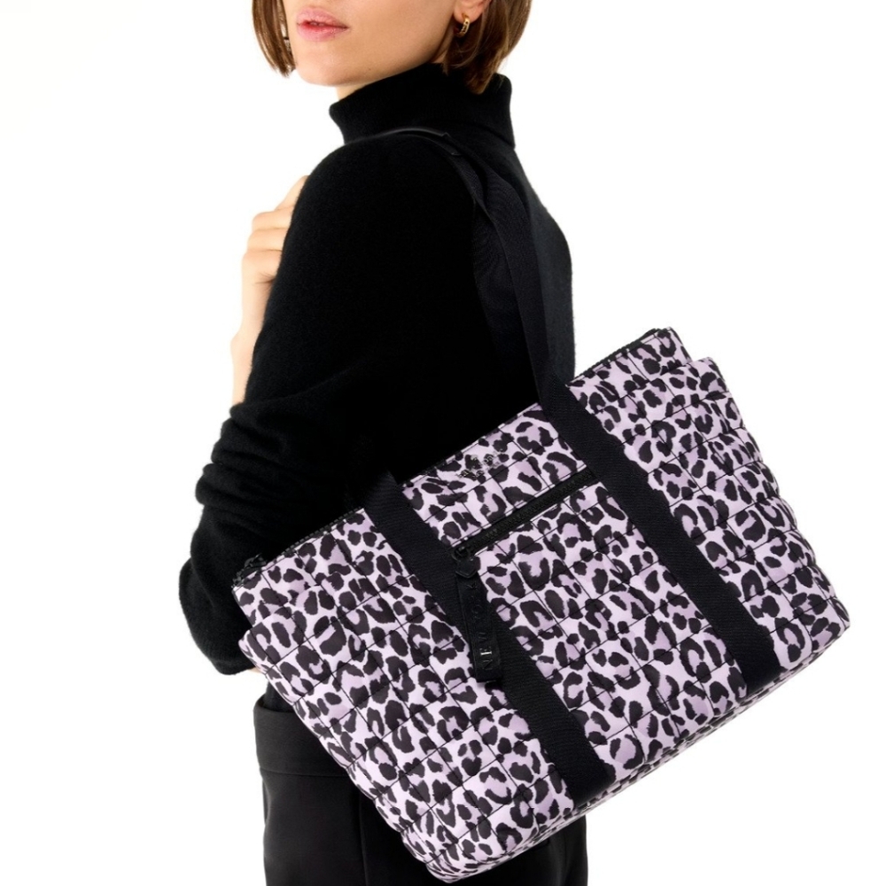 Sold Kate Spade Camden Quilted Nylon Satchel Tote Leopard - Picture 4 of 14